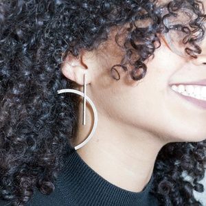 cege _ metal 3d printed asymmetrical earrings